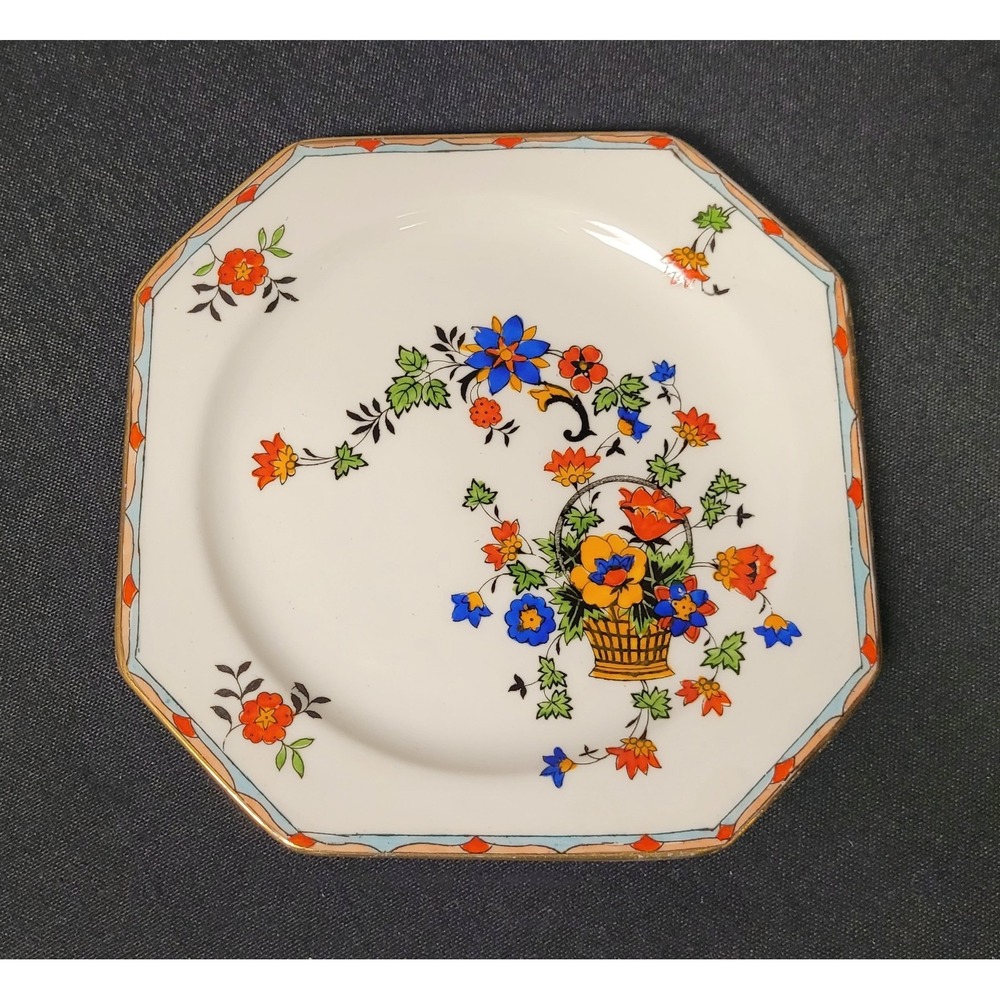 Vintage 1930s Royal Stafford Zeila 6.5" Side Plate Art Deco Floral Basket